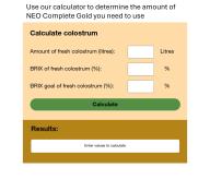Colostrum calculator